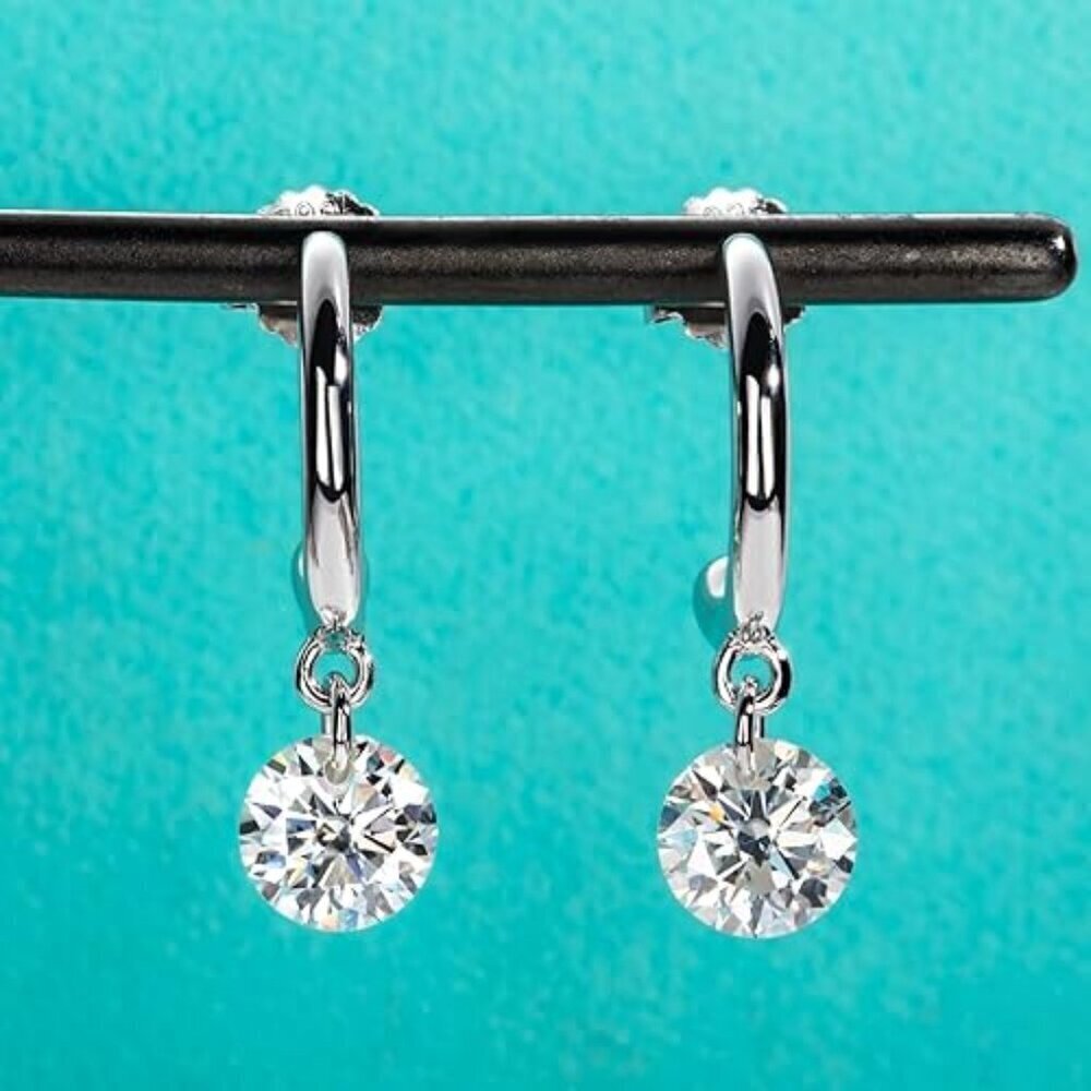 Certified 14K White Gold Drop Diamond Earrings 2CT Moissanite S925 Elegant Gift